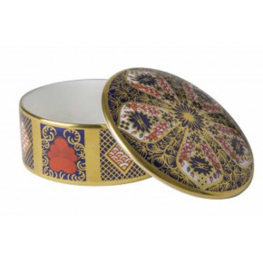 Old Imari Solid Gold Band Round Box (10 cm)