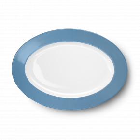 Solid Color Oval Platter 33 Cm Vintage Blue