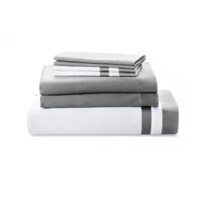 Vilanova White/Harbor Grey Cotton Sateen Bedding