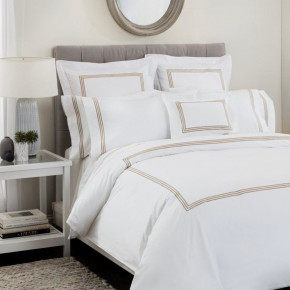 Windsor White/Taupe Cotton Sateen Bedding