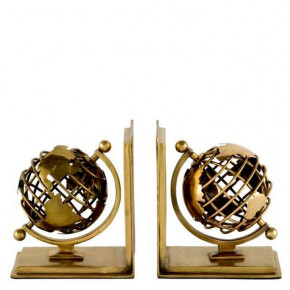 Globe Set of 2 Antique Brass Finish Bookends
