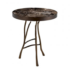 Veritas Bronze Brown Marble Side Table