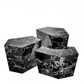 Prudential Set of 3 Black Faux Marble Coffee Tables