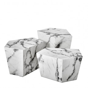 Prudential Set of 3 White Faux Marble Coffee Tables