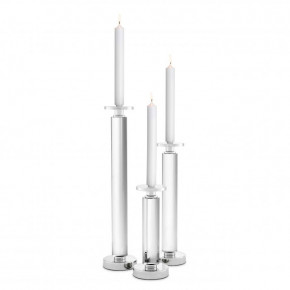 Candle Holder Chapman Nickel Finish Clear Set Of 3