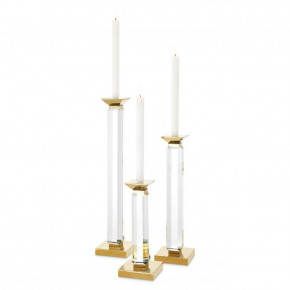 Candle Holder Livia Gold Finish Clear Set Of 3