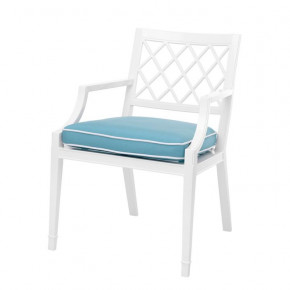Paladium With Arm White Sunbrella Mineral Blue Outdoor Dining Chair