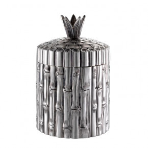 Bamboo Round Antique Silverplated Box