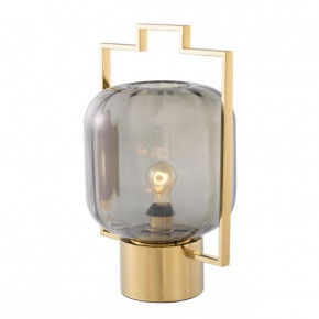 Table Lamp Wang Gold Finish Smoke Glass
