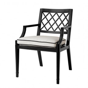 Paladium With Arm Black Sunbrella Canvas Outdoor Dining Chair