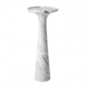 Pompano High White Carrera Marble Side Table