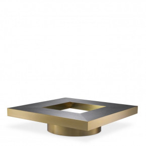 Coffee Table Concorde Brushed Brass Finish Charcoal Grey Oak Veneer
