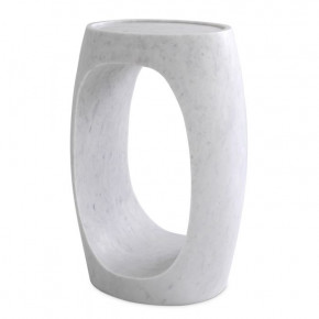 Side Table Clipper High Honed White Marble