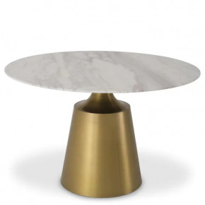 Dining Table Nathan Brushed Brass Finish White Marble