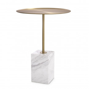 Cole Brushed Brass White Marble Side Table
