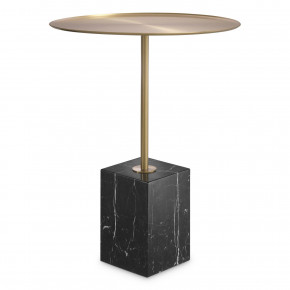 Cole Brushed Brass Black Marble Side Table