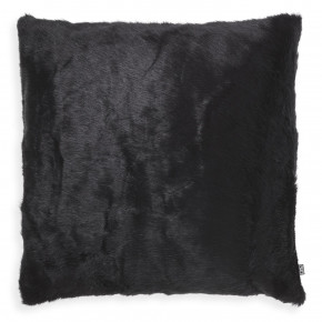 Alaska Faux Fur Black Square Throw Pillow