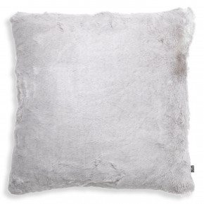Alaska Faux Fur Light Grey Square Throw Pillow