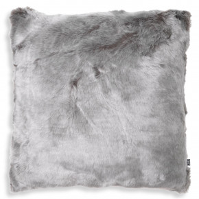 Alaska Faux Fur Grey Square Throw Pillow