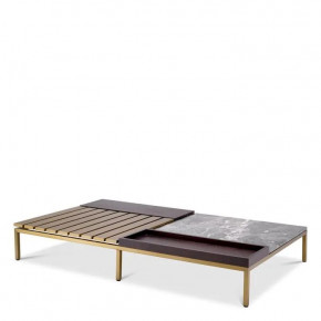 Coffee Table Forma Brushed Brass Finish Grey Marble