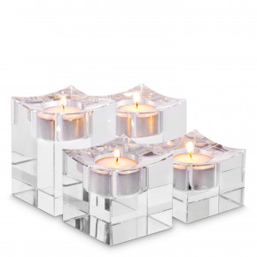 Giancarlo Low Crystal Glass Set of 4 Tealight Holders