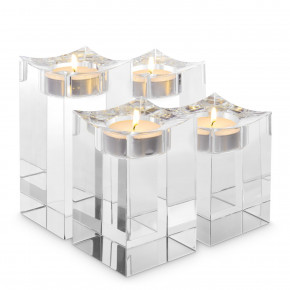 Giancarlo Large Crystal Glass Set of 4 Tealight Holders