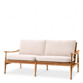 Manzo Natural Teak Flores Off-White Incl Cushions Outdoor Sofa