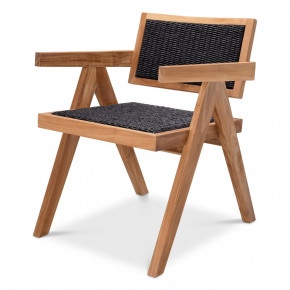 Kristo Natural Teak Black Weave Outdoor Dining Chair