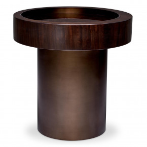 Otus Round Eucalyptus Veneer Bronze Side Table