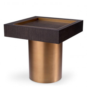 Otus Square Mocha Oak Veneer Brushed Brass Side Table