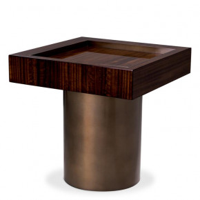 Otus Square Eucalyptus Veneer Bronze Side Table