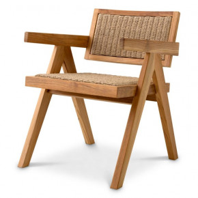 Kristo Natural Teak Natural Weave Outdoor Dining Chair