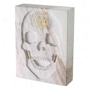 Object Skull Book White Marble Gold Finish Pp Logo