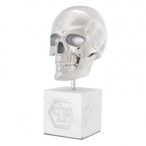 Platinum Skull Large White Marble Nickel Finish