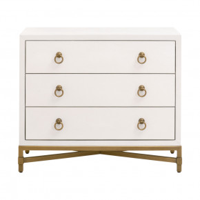 Strand Shagreen 3-Drawer Nightstand Pearl Shagreen, Brushed Gold