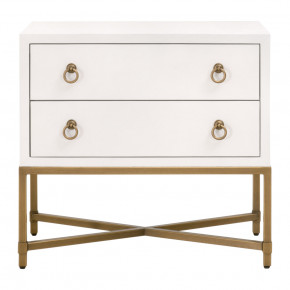 Strand Shagreen 2-Drawer Nightstand Pearl Shagreen, Brushed Gold