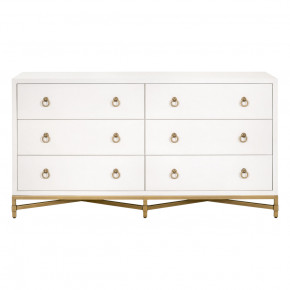 Strand Shagreen 6-Drawer Double Dresser Pearl Shagreen, Brushed Gold