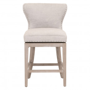 Milton Swivel Counter Stool Performance Bisque French Linen, Natural Gray Ash