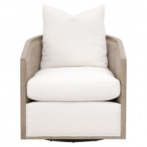 McGuire Swivel Club Chair Performance Boucle Snow, Natural Gray Oak & Cane