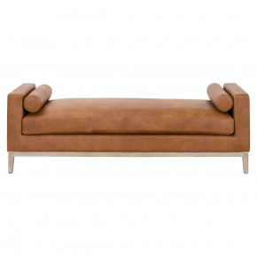 Keaton Daybed Whiskey Brown Top Grain Leather, Natural Gray Oak