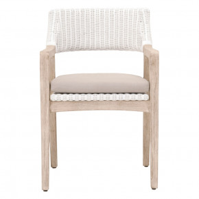 Lucia Arm Chair White Rattan, Light Gray, Natural Gray Mahogany