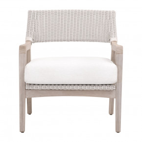 Lucia Outdoor Club Chair Pure White Synthetic Wicker, Performance White Speckle, Gray Teak Indoor/Outdoor