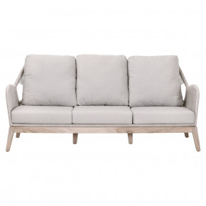 Loom Outdoor 79" Sofa Taupe & White Flat Rope, Performance Pumice, Gray Teak Indoor/Outdoor