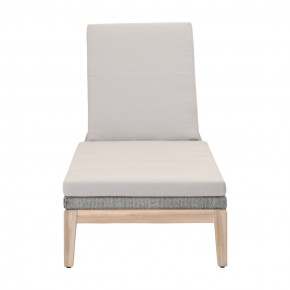 Loom Outdoor Chaise Lounge Taupe & White Flat Rope, Performance Pumice, Gray Teak Indoor/Outdoor