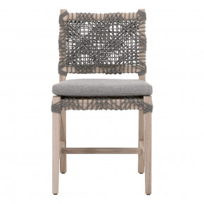 Costa Outdoor Dining Chair, Set of 2 Dove Flat Rope, Performance Dove, Gray Teak Indoor/Outdoor