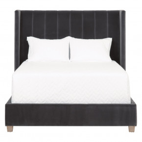 Chandler Cal King Bed Dark Dove Velvet, Natural Gray Oak