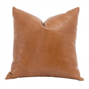 The Better Together 22" Essential Pillow, Set of 2 Whiskey Brown Top Grain Leather, Jute