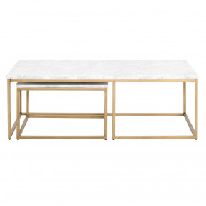 Carrera Nesting Coffee Table White Carrera Marble, Brushed Gold
