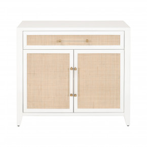 Holland Media Chest Matte White, Natural Rattan