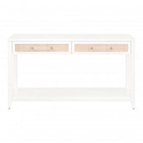Holland 2-Drawer Console Table Matte White, Natural Rattan